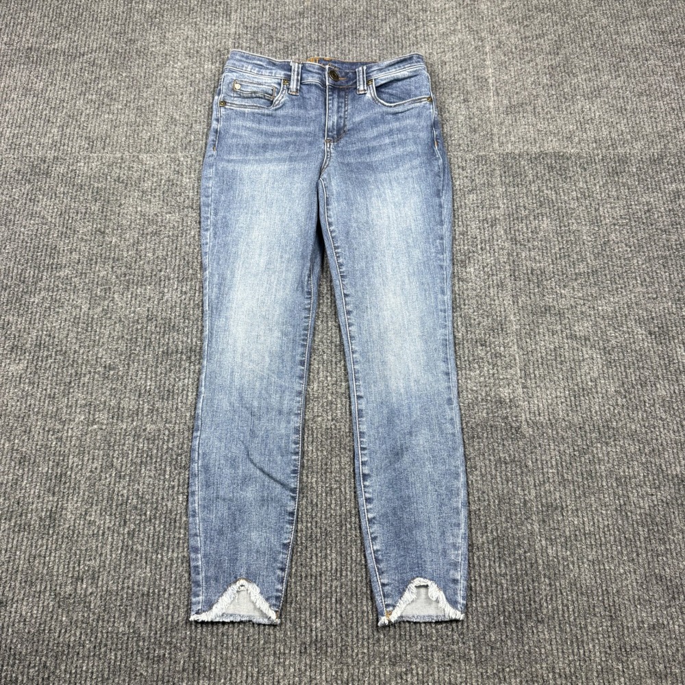 Kut from the Kloth Carlo Ankle Skinny Jeans Blue Raw Tulip Hem Size 4 KP1230MB5R